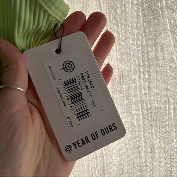 Year of Ours Ribbed Bralette Tank Top Athletic‎ Pistachio Green NWT Size L - Picture 2 of 5